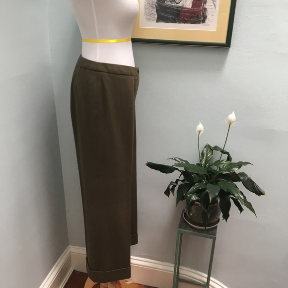 Harvé Benard Green Wool-Blend Trousers - Picture 5 of 8